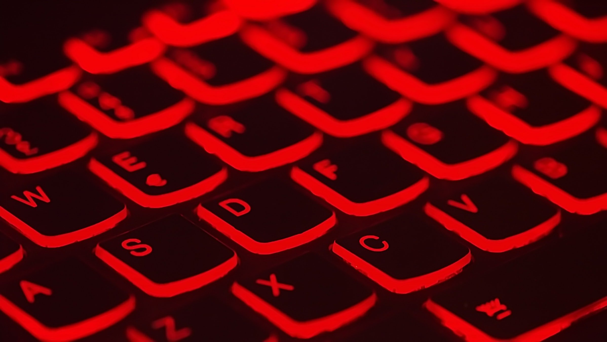 Close up of red keyboard keys. 